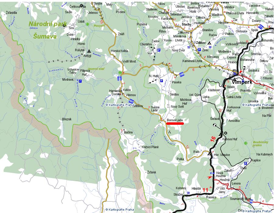 The map of Borova Lada and near landscape